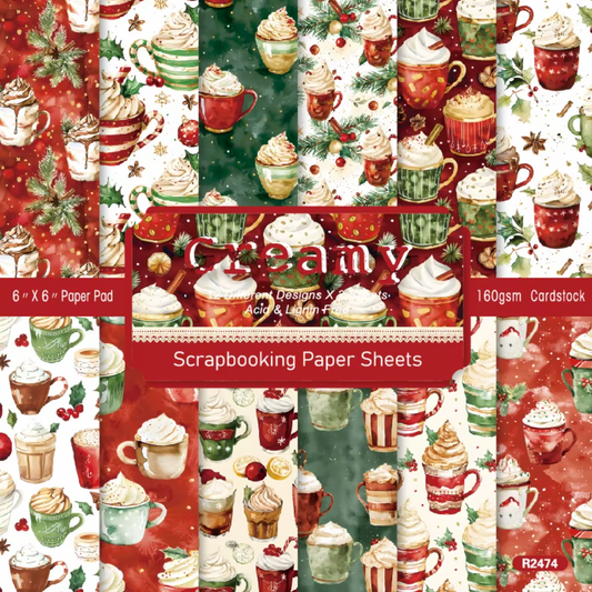 12 Hojas de cartulina Navidad Chocolate caliente