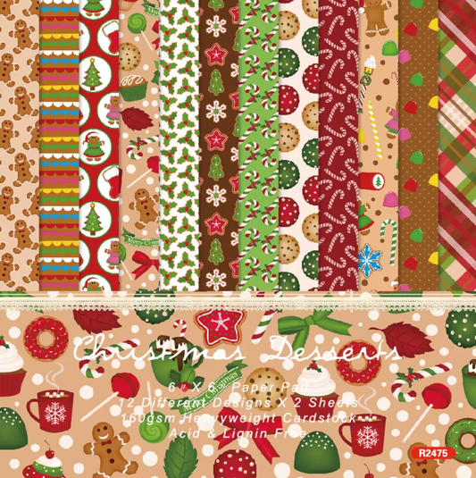 12 Hojas de cartulina Navidad Postres