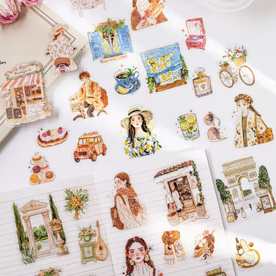 6 Paquetes de 20 Stickers con foil dorado
