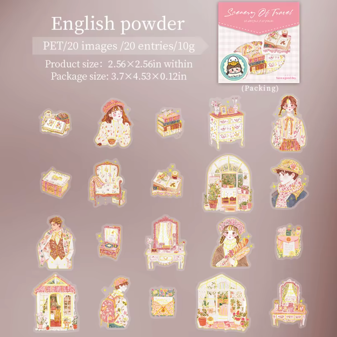 6 Paquetes de 20 Stickers con foil dorado