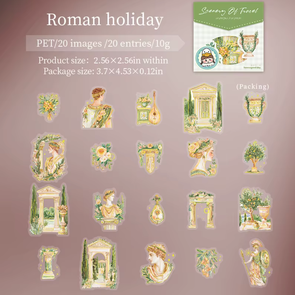 6 Paquetes de 20 Stickers con foil dorado