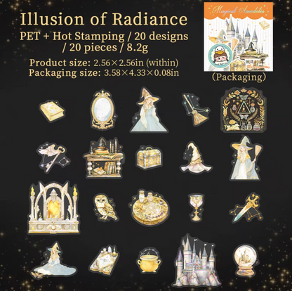 4 Paquetes de 20 Stickers con Detalles dorados Halloween