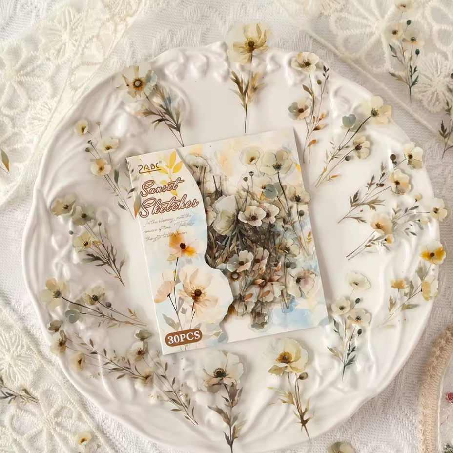 30 Stickers Flores del campo