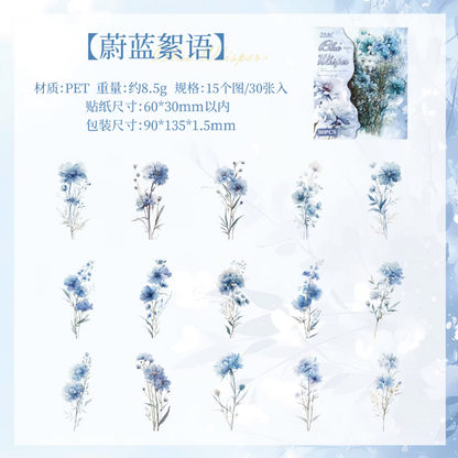 30 Stickers Flores del campo