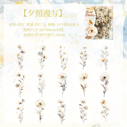 30 Stickers Flores del campo