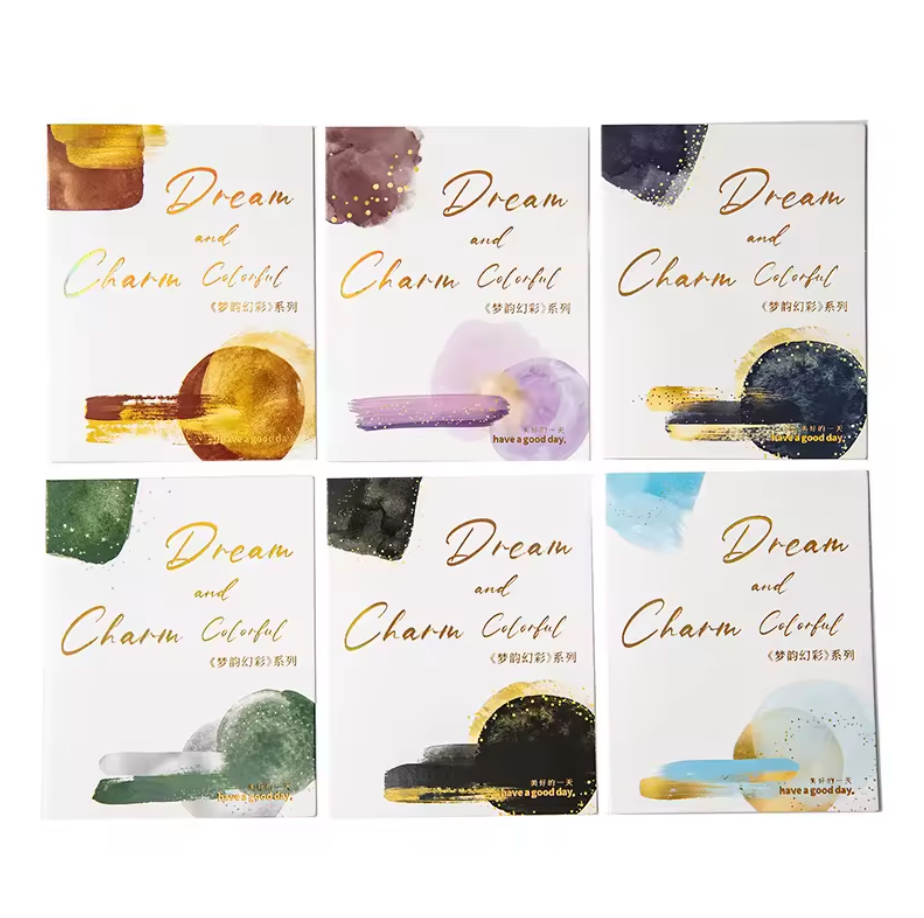 6 paquetes de 10 Stickers manchas acuarela & brillos dorados