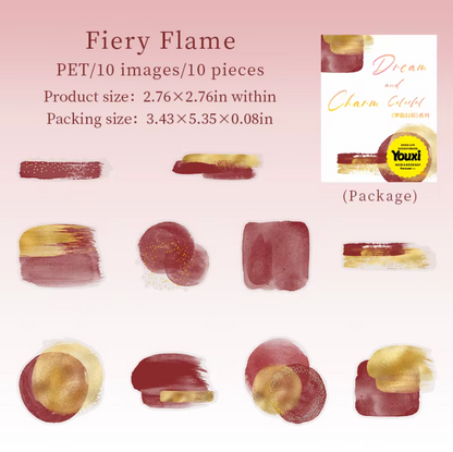 6 paquetes de 10 Stickers manchas acuarela & brillos dorados