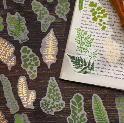 40 Stickers Hojas & hojas doradas