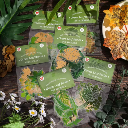 40 Stickers Hojas & hojas doradas