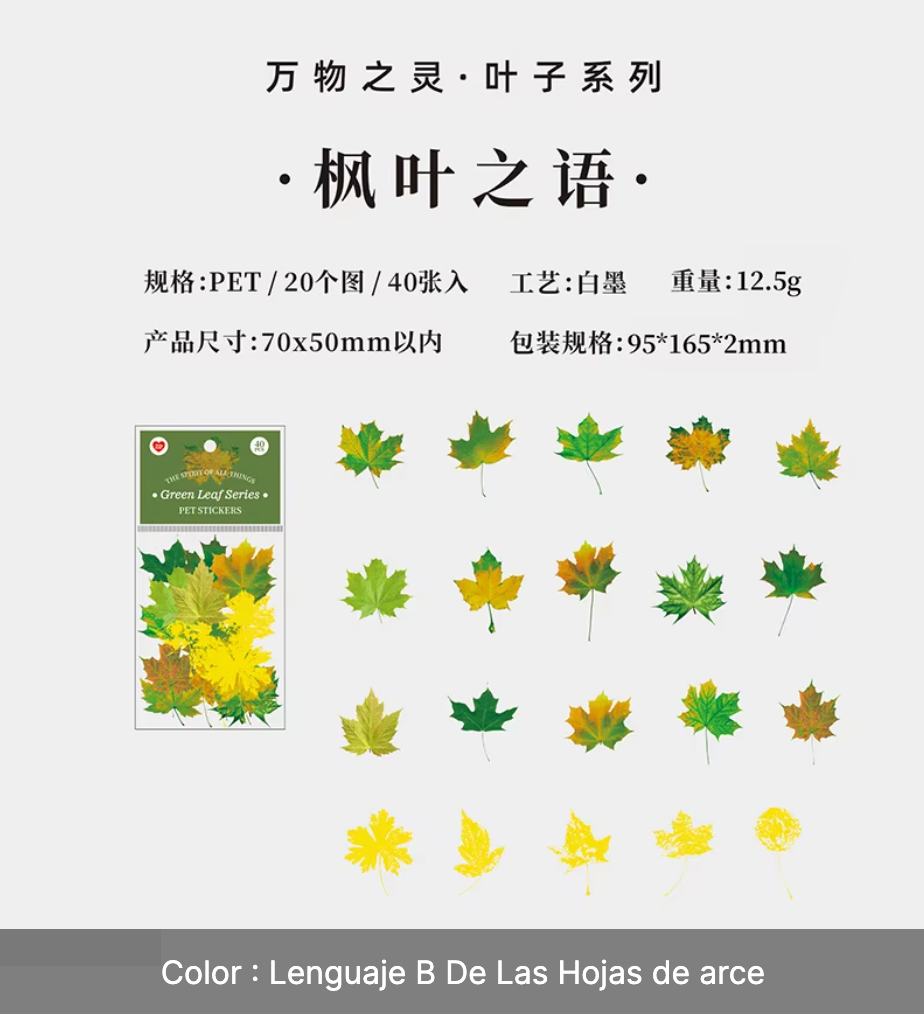 40 Stickers Hojas & hojas doradas