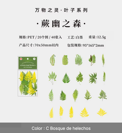 40 Stickers Hojas & hojas doradas