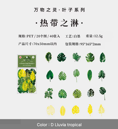 40 Stickers Hojas & hojas doradas