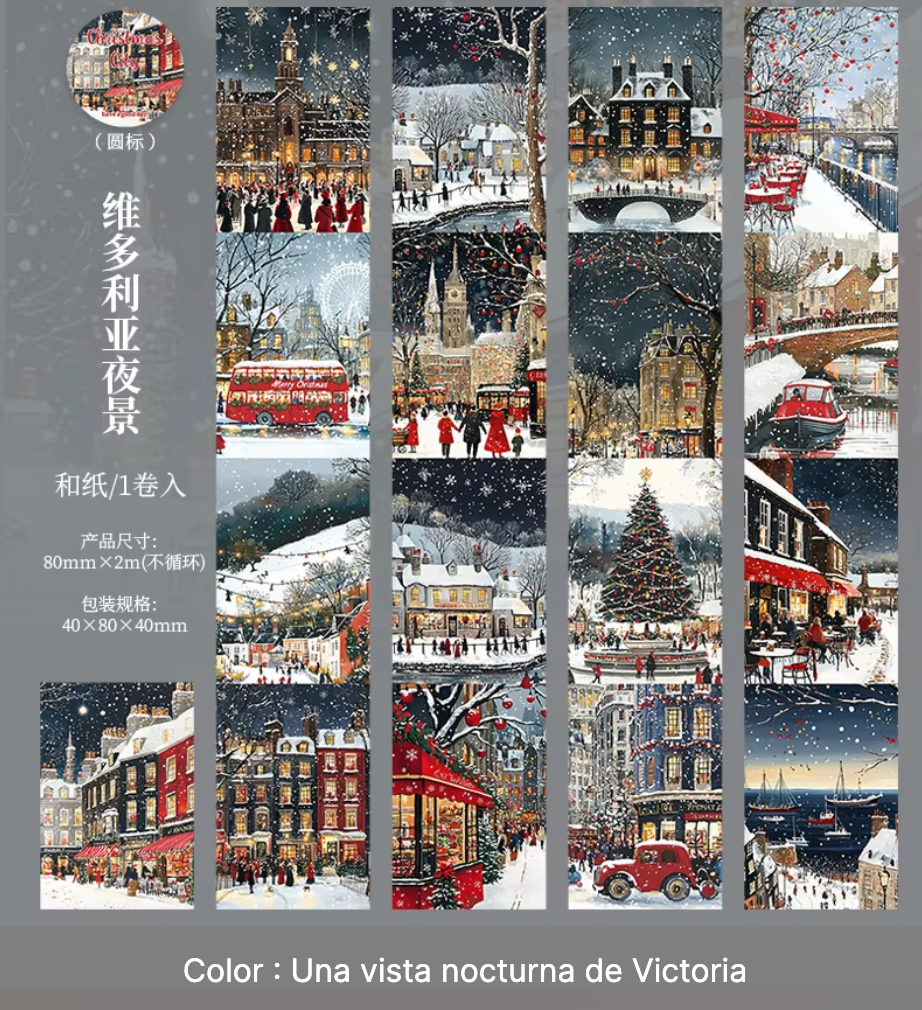 Rollo de Stickers Ciudades Navideñas