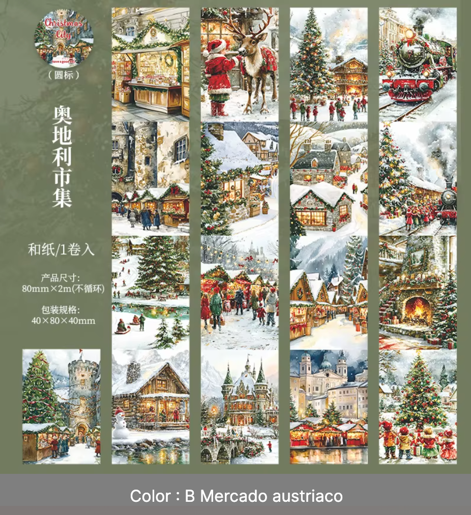 Rollo de Stickers Ciudades Navideñas