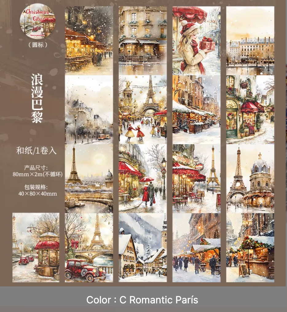 Rollo de Stickers Ciudades Navideñas