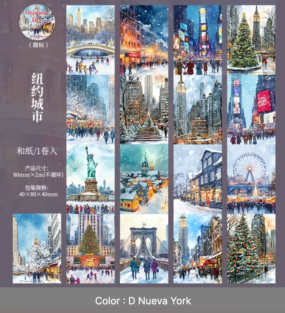 Rollo de Stickers Ciudades Navideñas