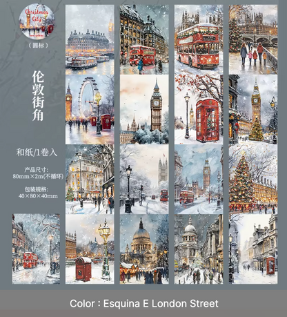 Rollo de Stickers Ciudades Navideñas