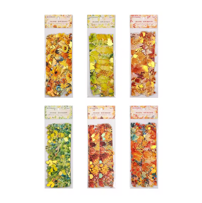 15 Tiras de Hojas de otoño con detalles dorados