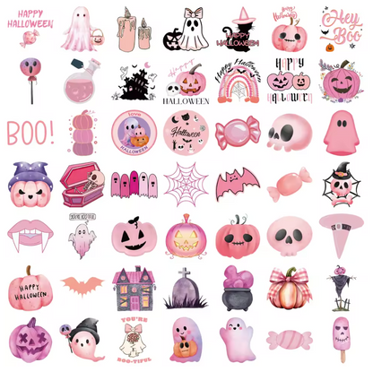 50 Stickers Vinil Halloween Rosa