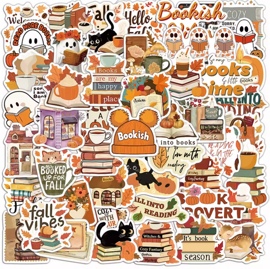 50 Stickers Vinil Lectura & Fantasmas Otoño