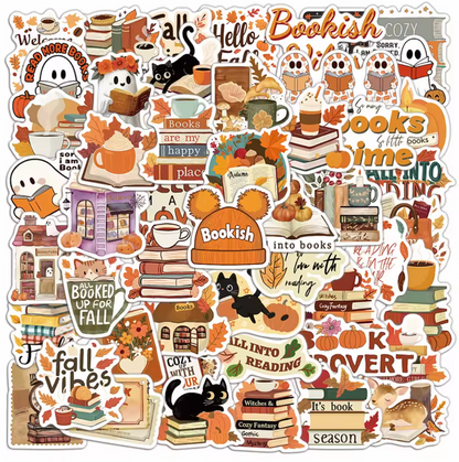 50 Stickers Vinil Lectura & Fantasmas Otoño