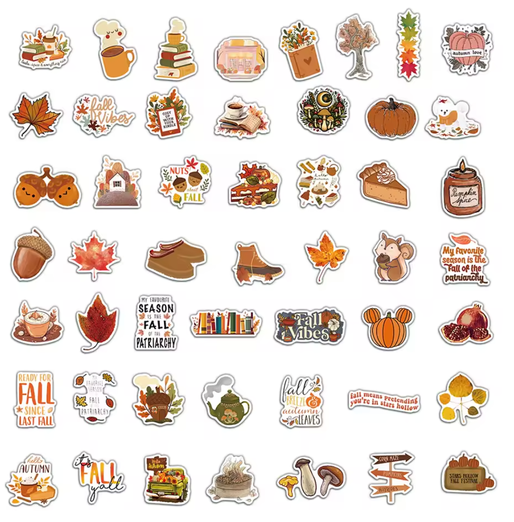 50 Stickers Vinil Otoño Fall