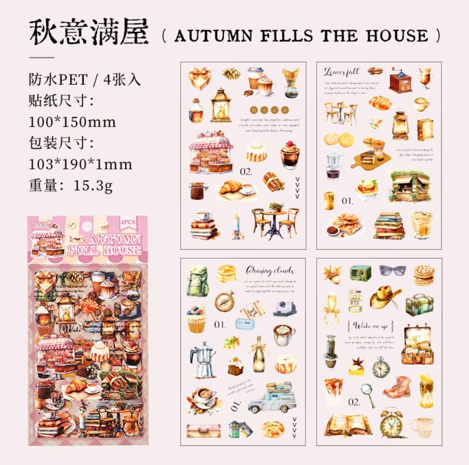 4 Hojas de Stickers Comida