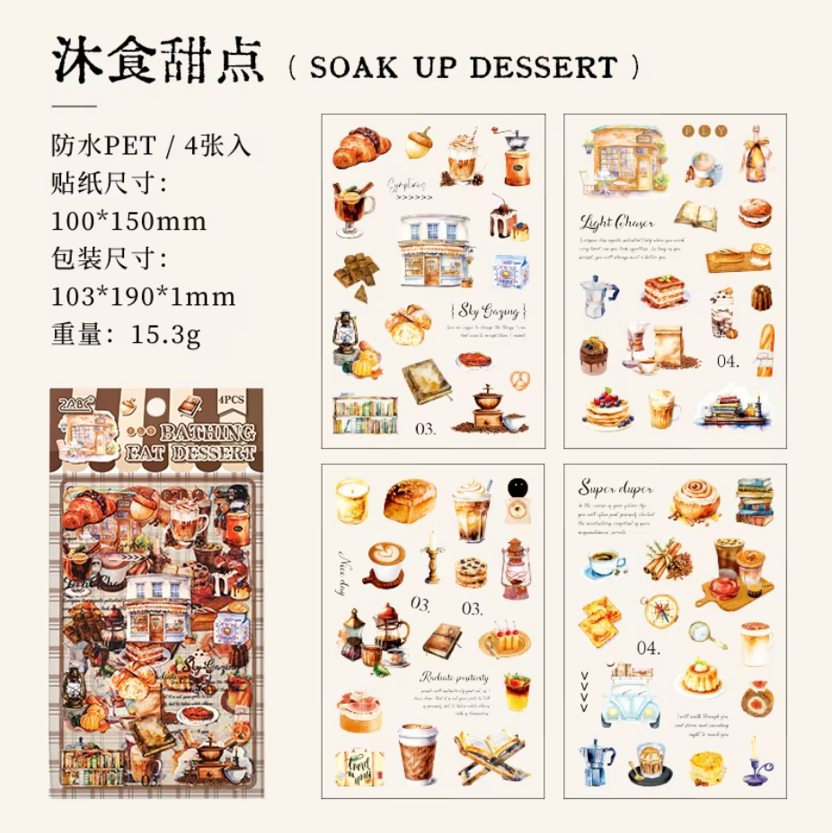 4 Hojas de Stickers Comida