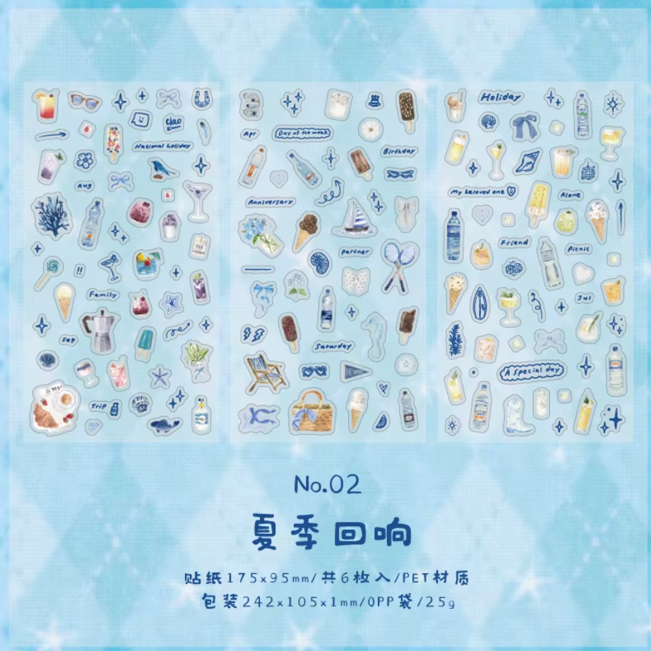 3 Hojas de stickers minis