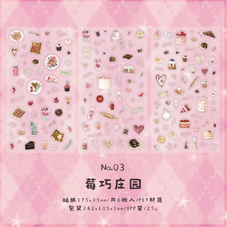 3 Hojas de stickers minis