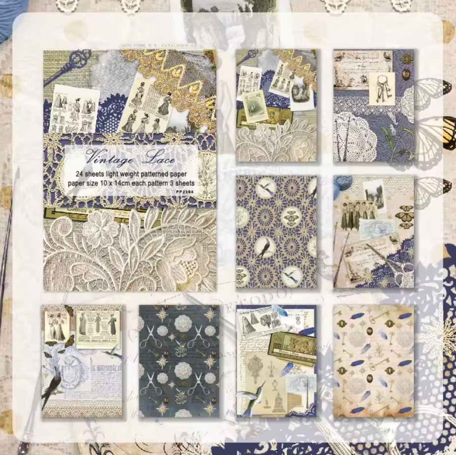 24 Papeles Vintage - Varias opciones