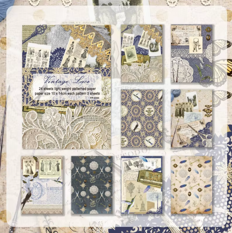 24 Papeles Vintage - Varias opciones