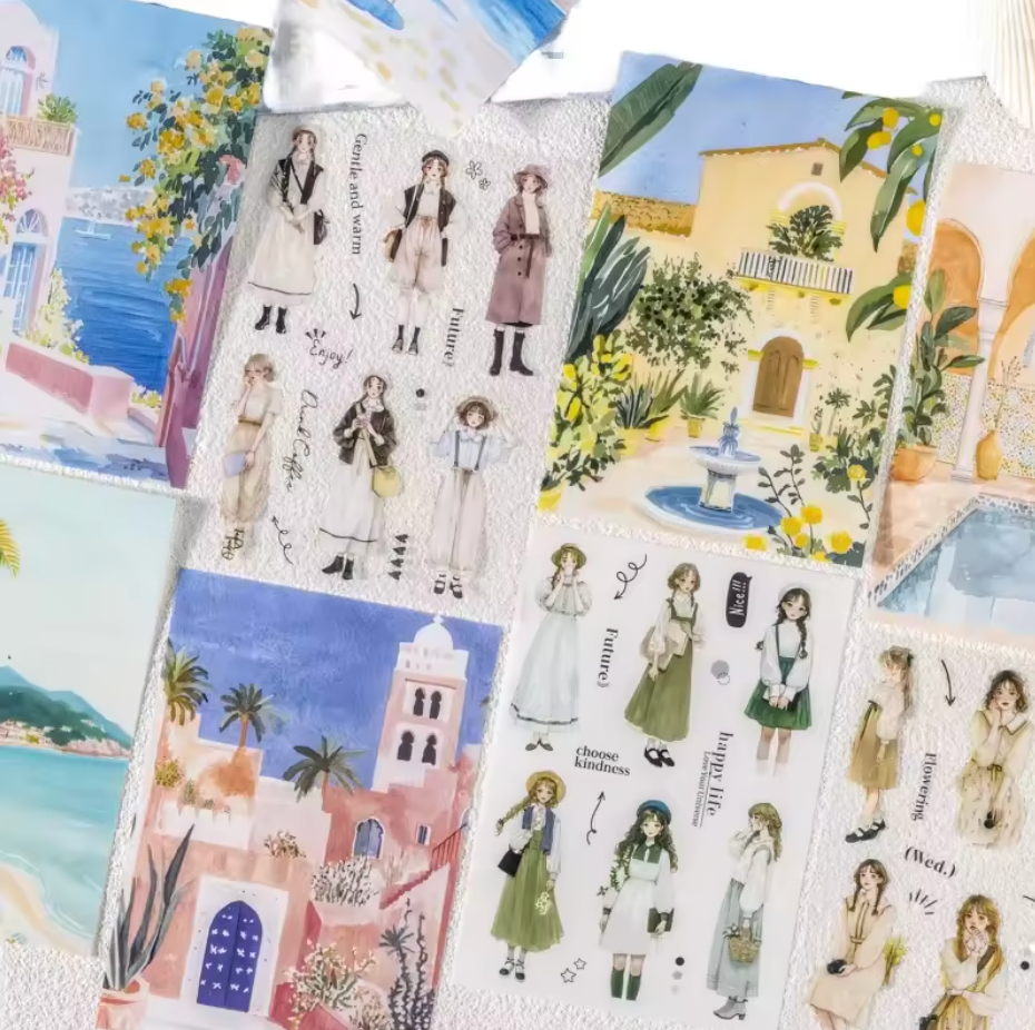 Libro de stickers y papeles Monitas & paisajes