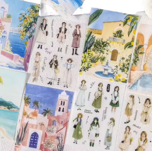 Libro de stickers y papeles Monitas & paisajes