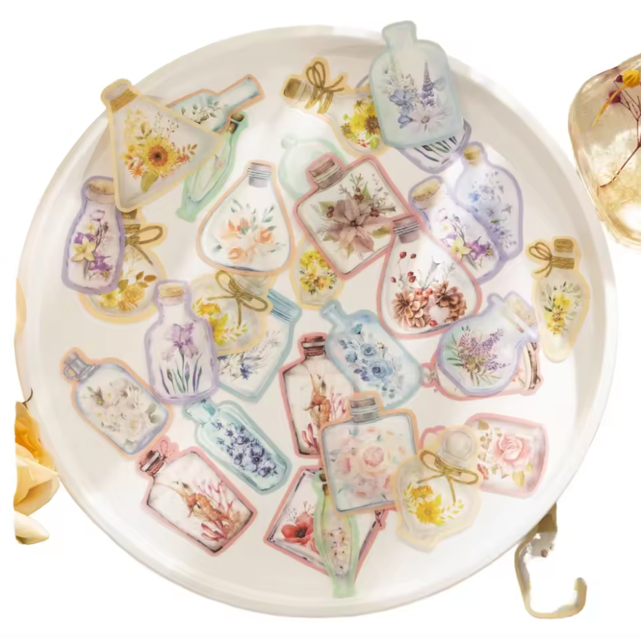 20 Stickers Frascos & Flores