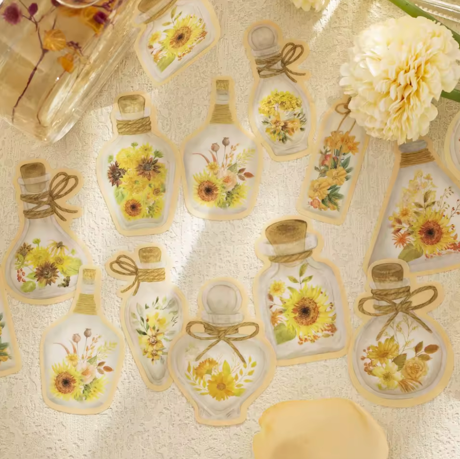 20 Stickers Frascos & Flores