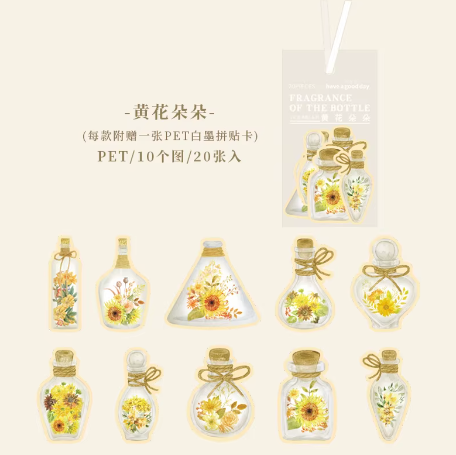 20 Stickers Frascos & Flores