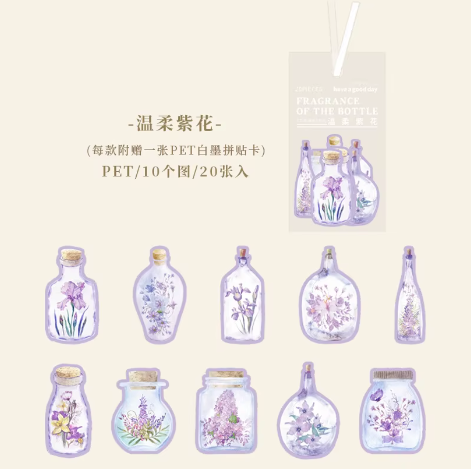 20 Stickers Frascos & Flores