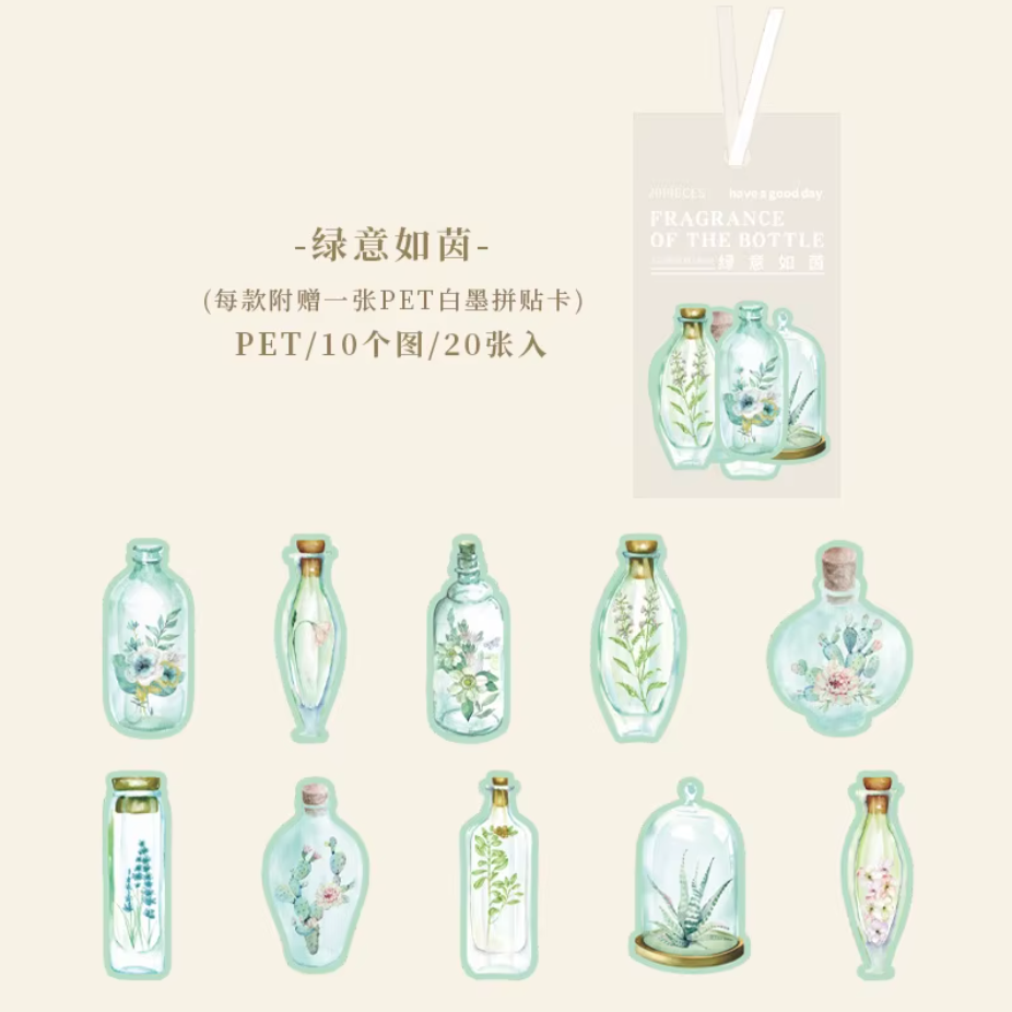 20 Stickers Frascos & Flores