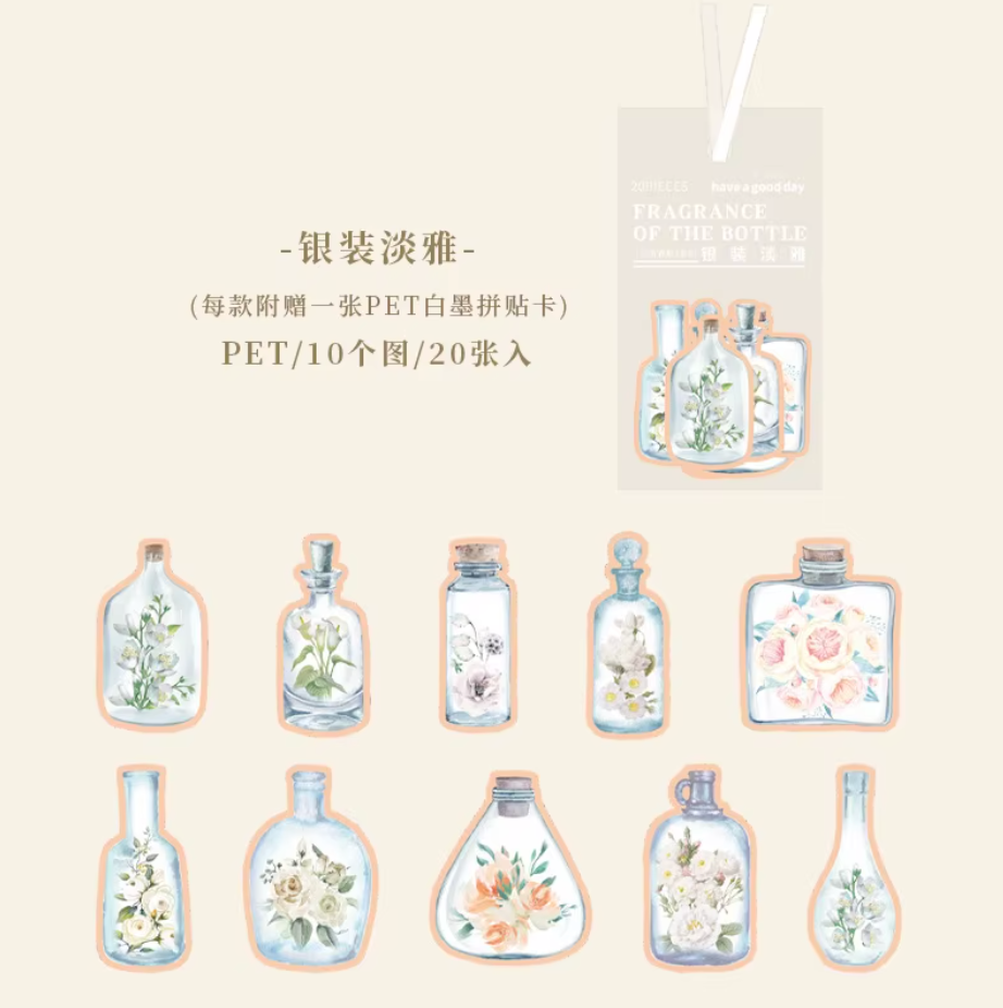 20 Stickers Frascos & Flores