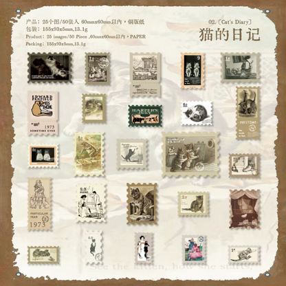 50 Stickers Timbres postales