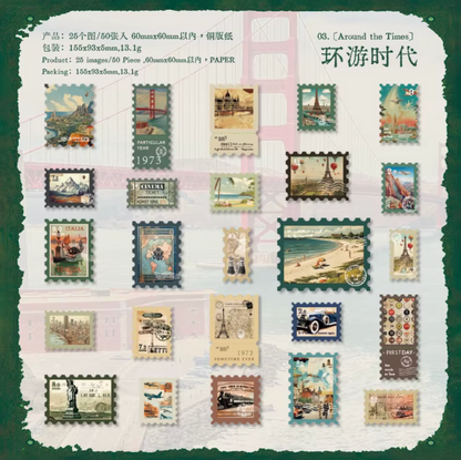 50 Stickers Timbres postales