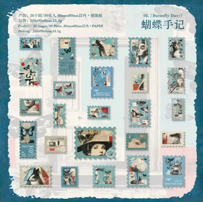 50 Stickers Timbres postales