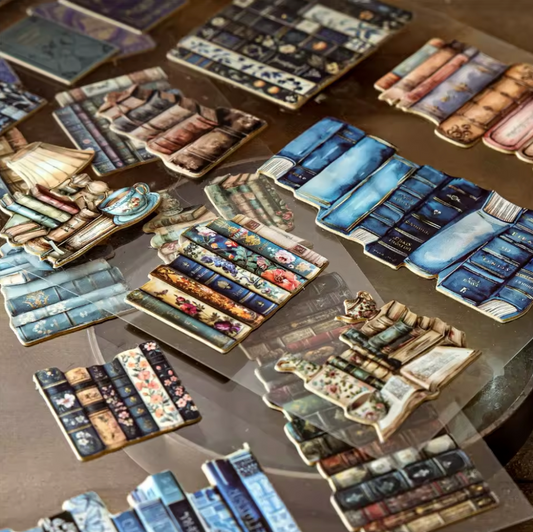 2 Hojas de stickers cartulina delgada Libros