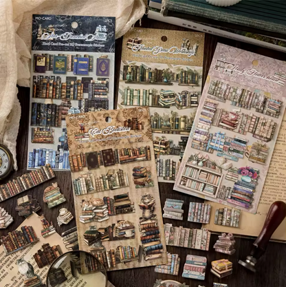 2 Hojas de stickers cartulina delgada Libros