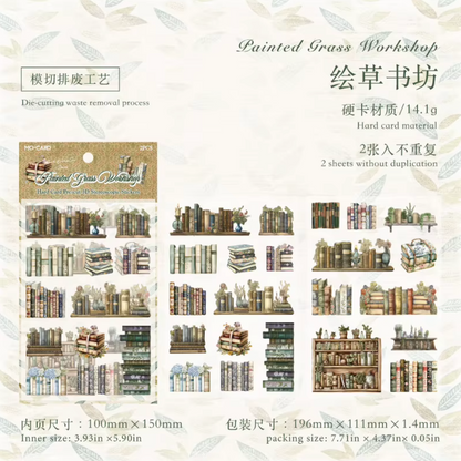 2 Hojas de stickers cartulina delgada Libros