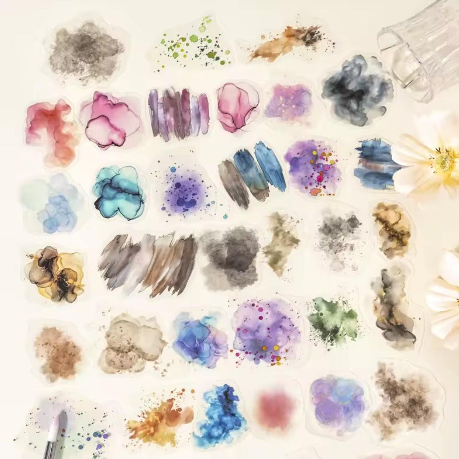 100 Stickers Manchas acuarela