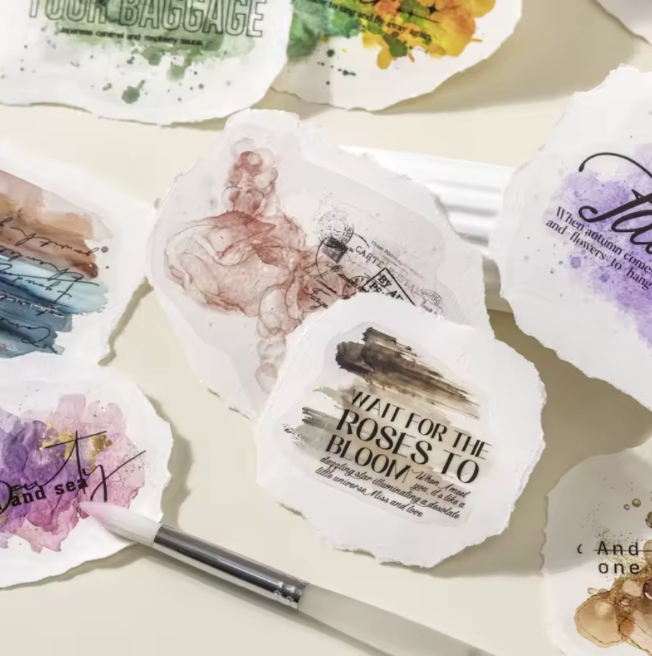 100 Stickers Manchas acuarela