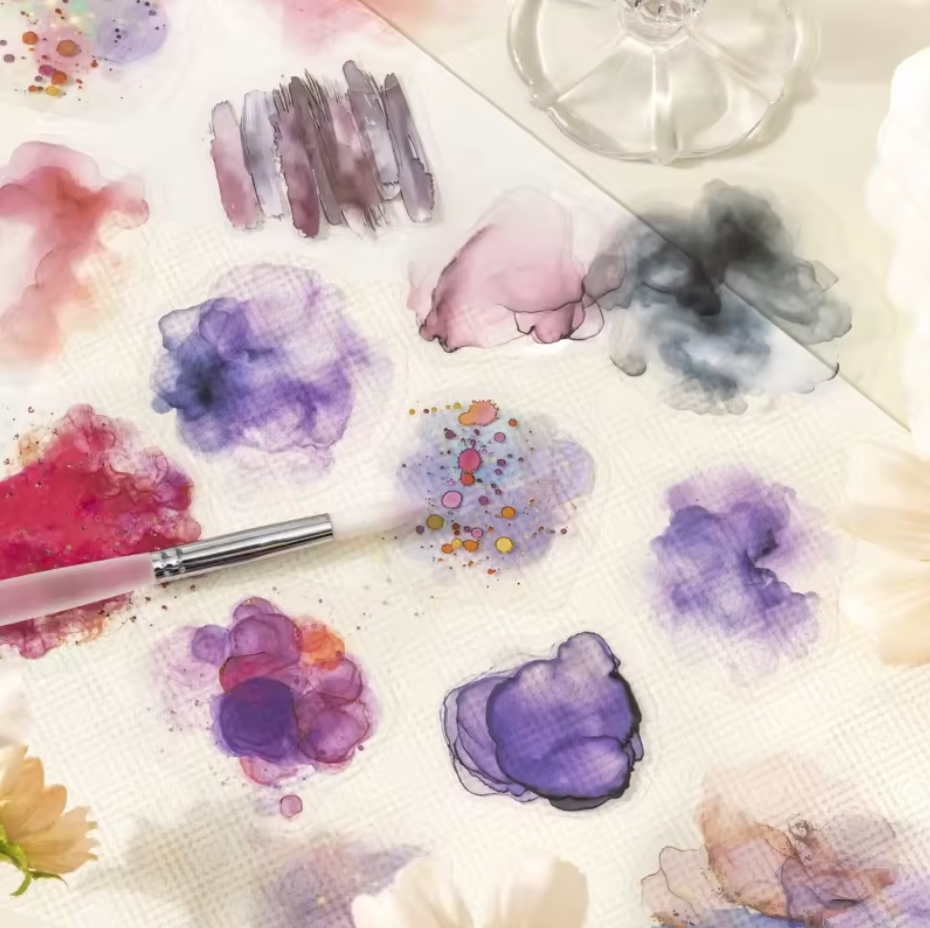 100 Stickers Manchas acuarela