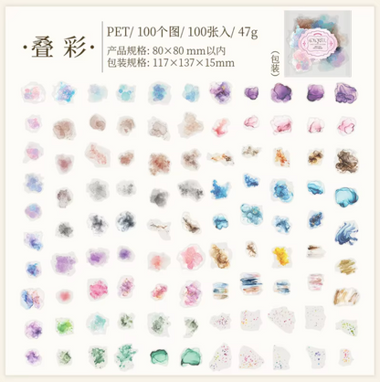 100 Stickers Manchas acuarela